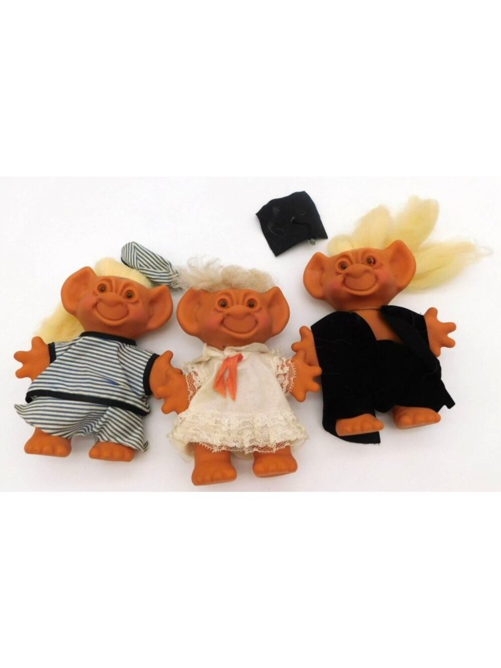 Vintage 3 Uneeda Wishnik Troll Dolls 1966 Hong Kong Graduate Striped